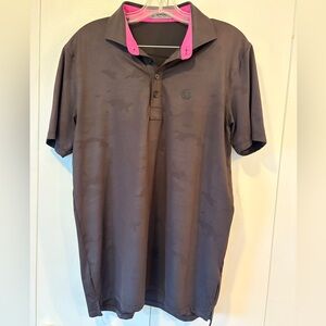 G/FORE Black Golf Polo with Pink Collar